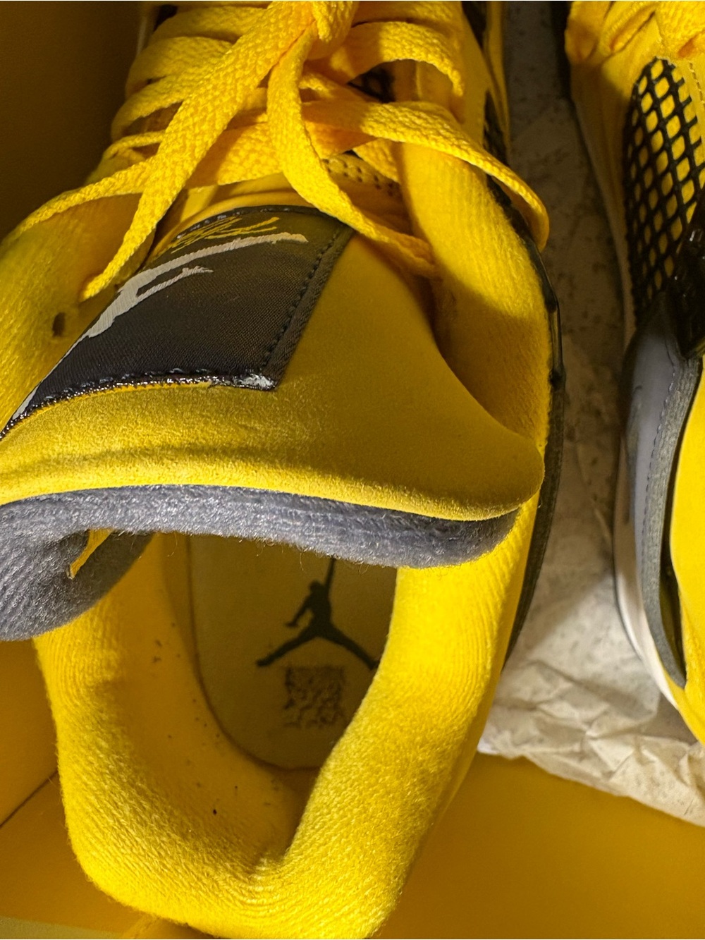 Air Jordan Retro 4 Mens “Lightning “ Yellow and Gray Sneakers size 10 - Picture 8 of 15